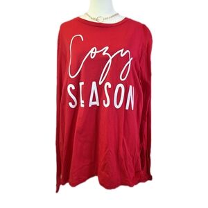 Bella Canvas Red Cozy Season Long Sleeve Tee